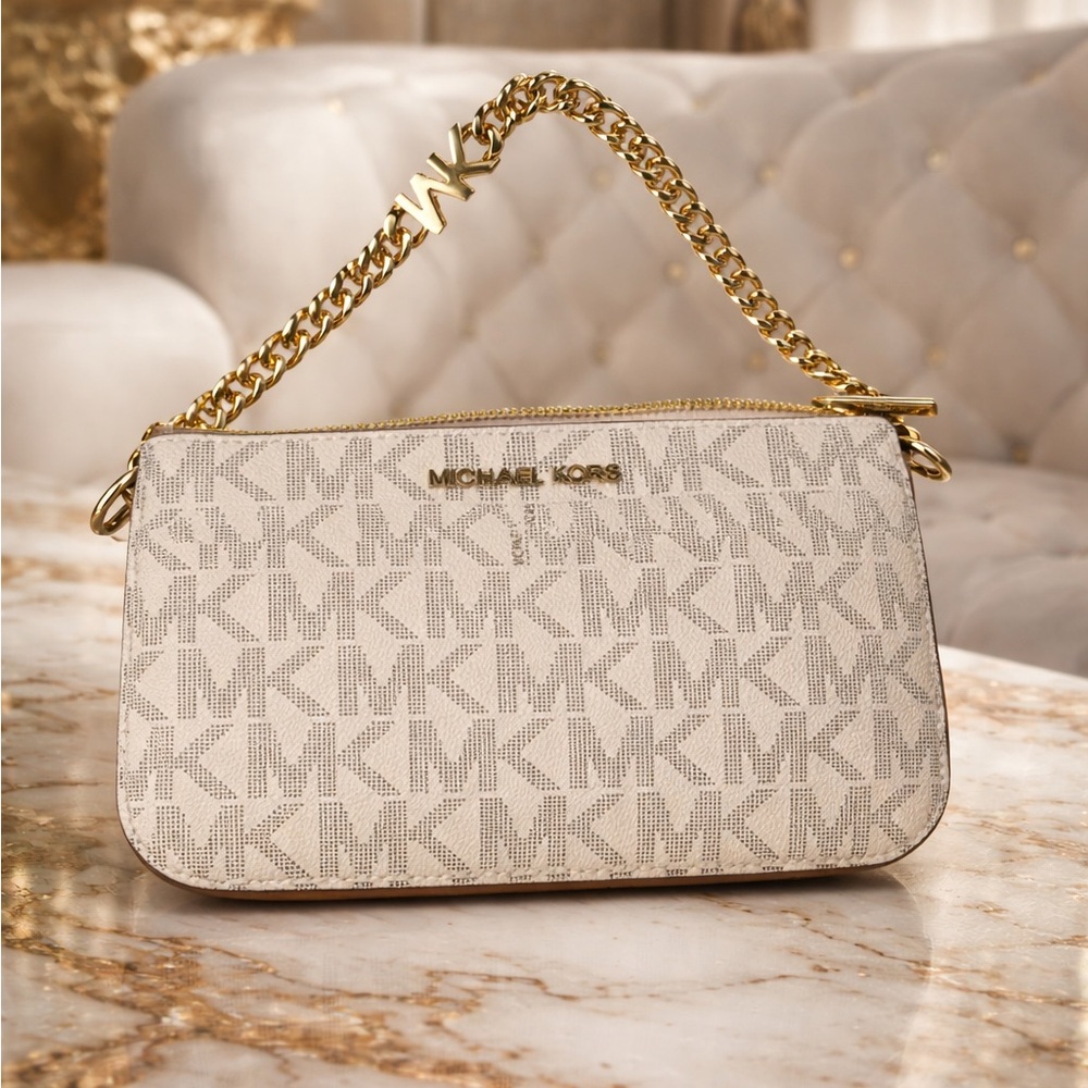 Michael Kors Beige and Gold Shoulder Bag